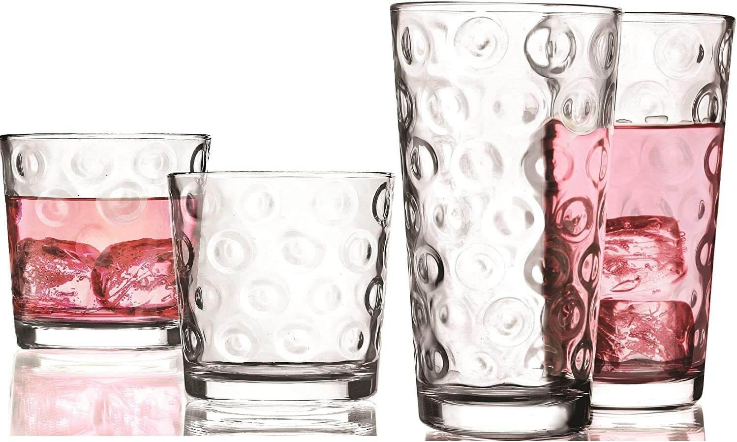 Clear Circleware Spirit Huge Set of 10 Heavy Base Drinking Glasses 16 ounce 