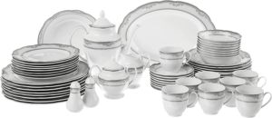 Lorenzo Import Victoria 57-Piece Wavy Porcelain Dinnerware Set