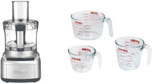 Silver & Pyrex Glass Measuring Cup Set