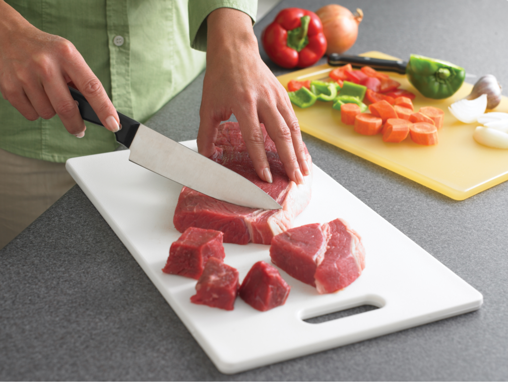 Use separate cutting boards for meat and vegetable